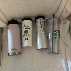 Bundle of 4 water bottles (Hydrapeak, Ralph’s, 2 Starbucks)